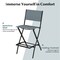 Costway Set of 2 Outdoor Bar Chair Folding Bar Height Stool with Metal Frame Blue/Coffee